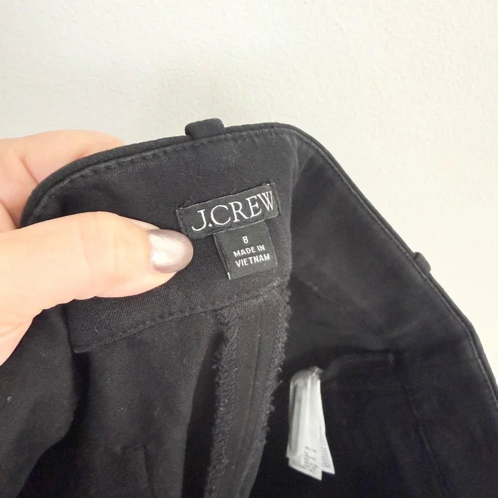 J.Crew Sydney Wide Leg Crop Pants Black Size 8 Cotton Blend